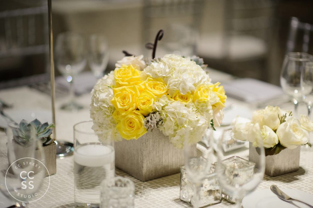 yellow centerpieces