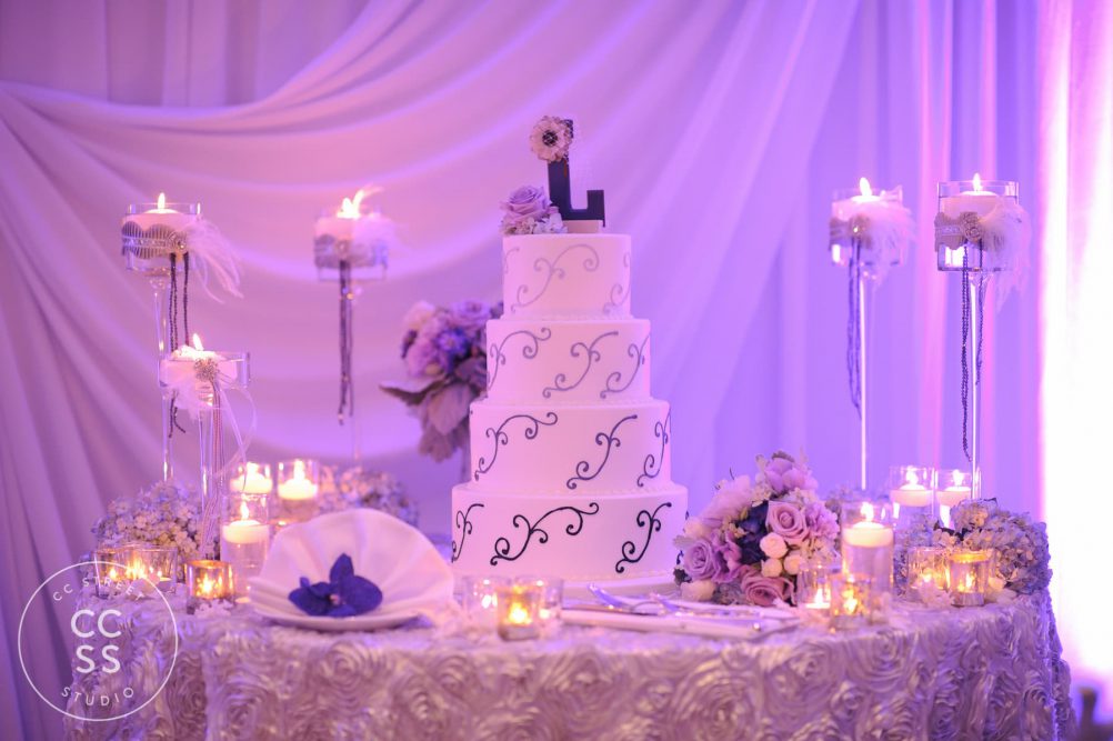 purple wedding cake