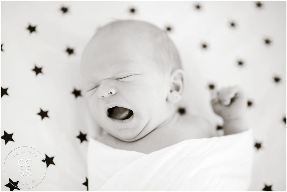 newborn baby yawning