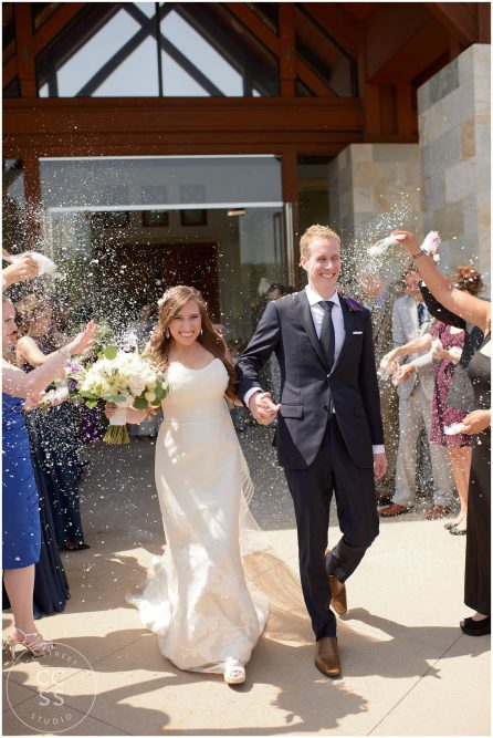 bride and groom exiting church